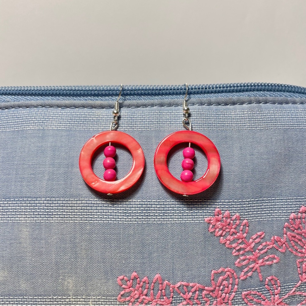 Handmade pink drop earrings